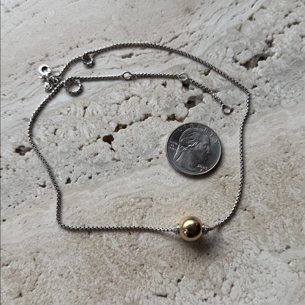 David Yurman Solari necklace sterling silver with 18k ball and diamonds - Picture 7 of 10